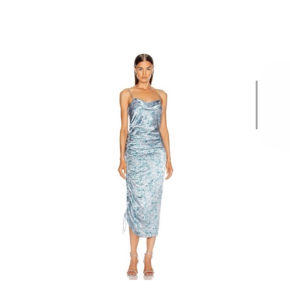 Cinq a Sept silk ruched midi dress - Picture 4 of 16